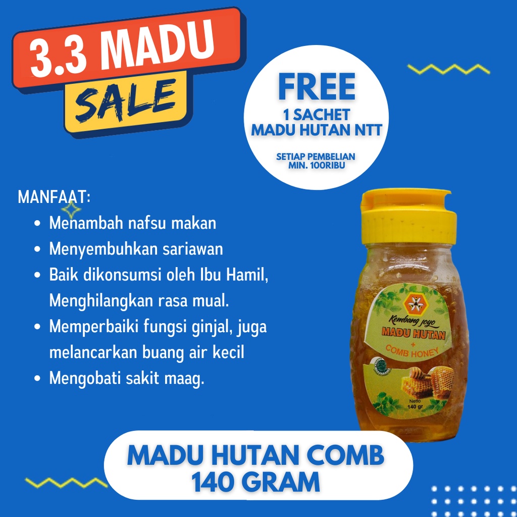 

Madu Kembang Joyo Madu Hutan + Comb Honey 140gr