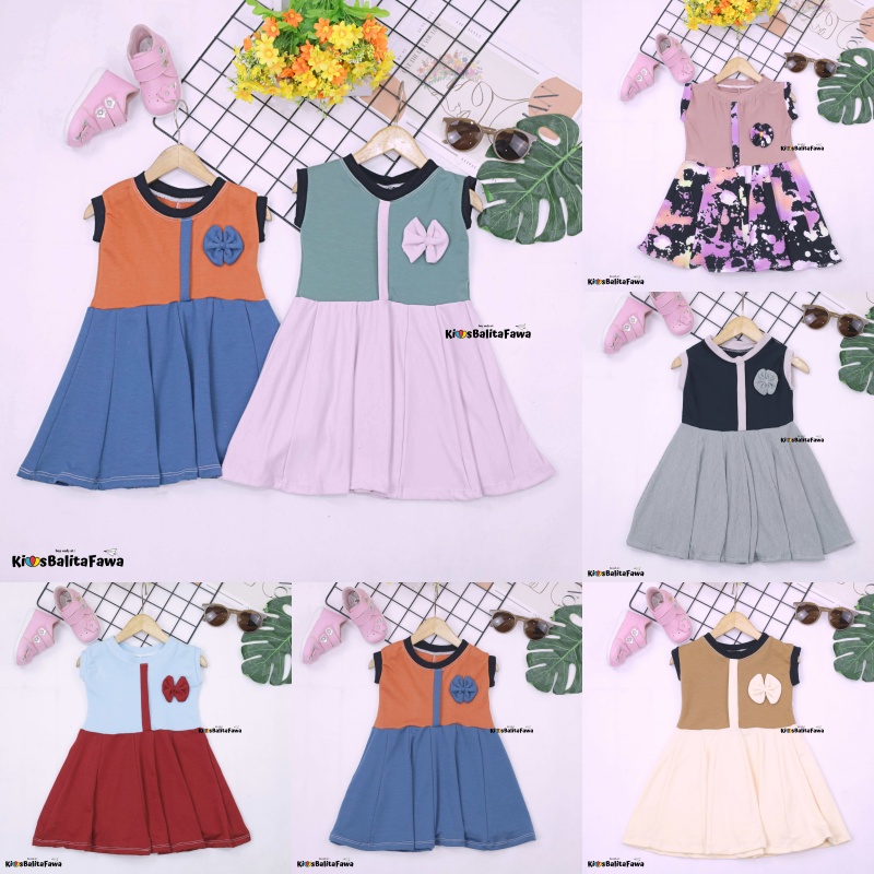 Dress Bilqis uk 1-2 Tahun / Dres Yukensi Murah Grosir Baju Anak Perempuan Harian Gaun Pesta Pakaian