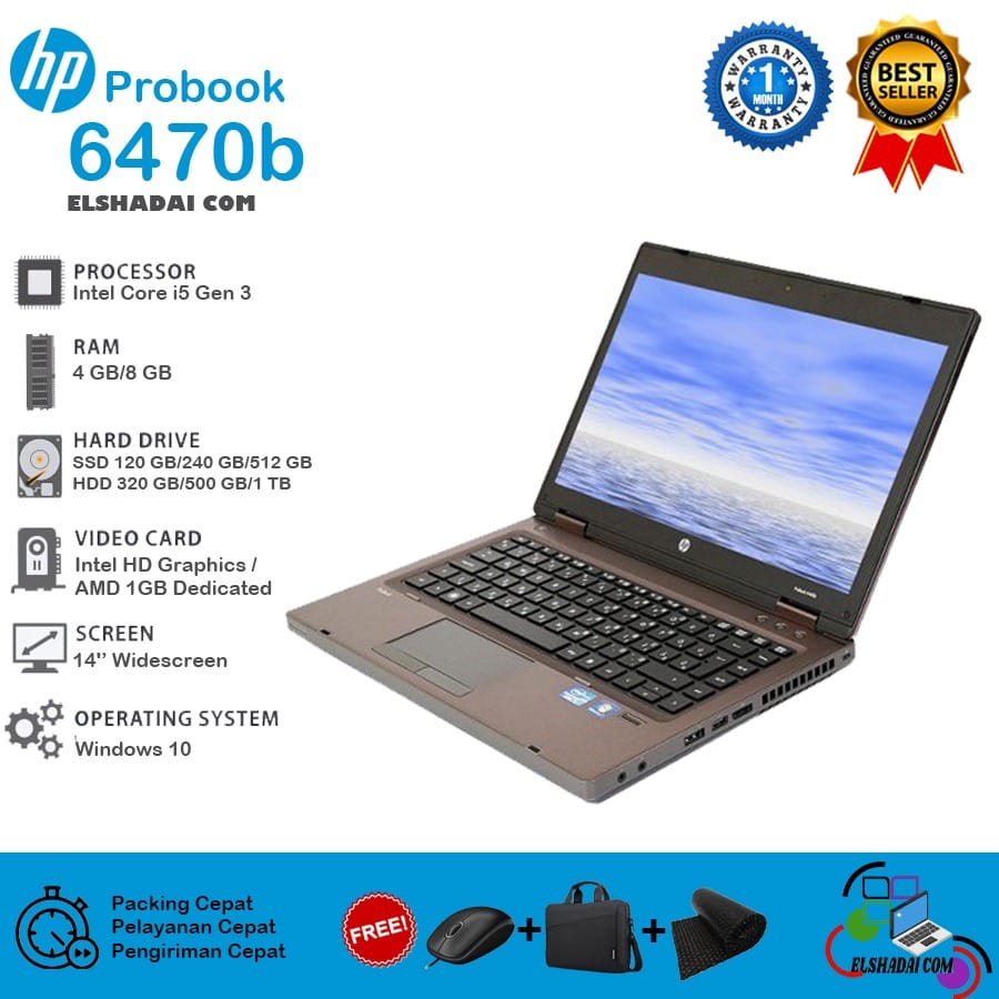 HARGA LAPTOP BEKAS || PROMO HP probook 6470b i5 gen 3..dvd..wifi..14"..mulusss