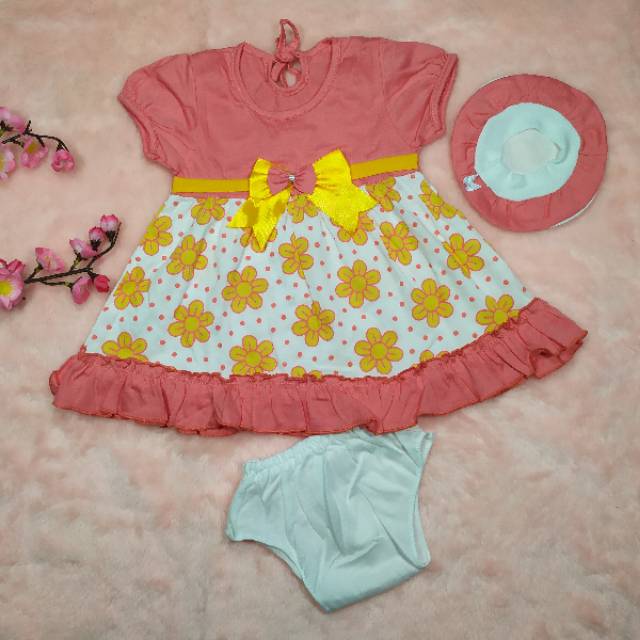 Pakaian Bayi Perempuan Size 0-12bulan Free Topi / Baju Setelan Anak Perempuan / Baju Anak Lucu