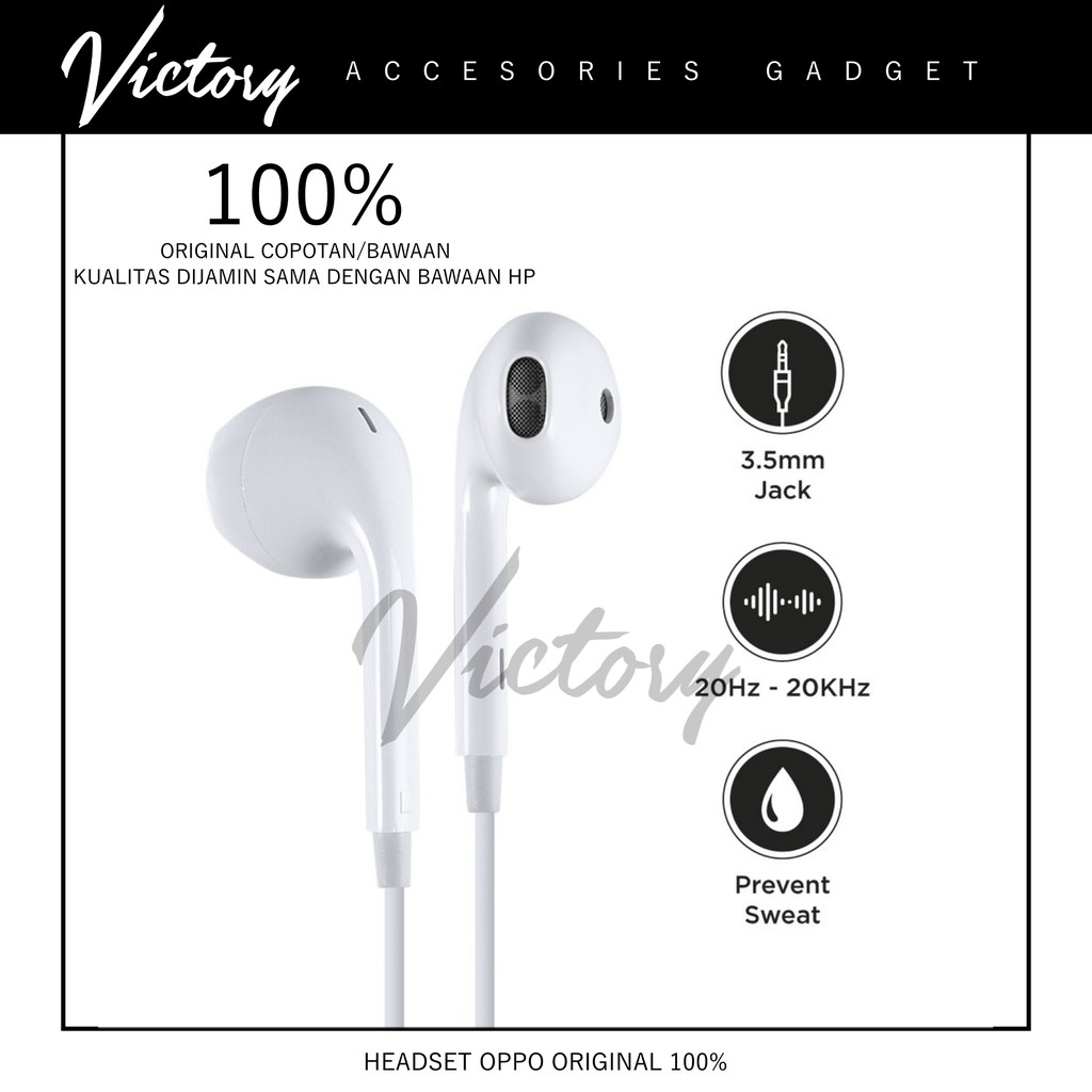 VICTORY2020 EARPHONE OPPO / HEADSET OPPO ORIGINAL 100% ASLI COPOTAN / BAWAAN HP