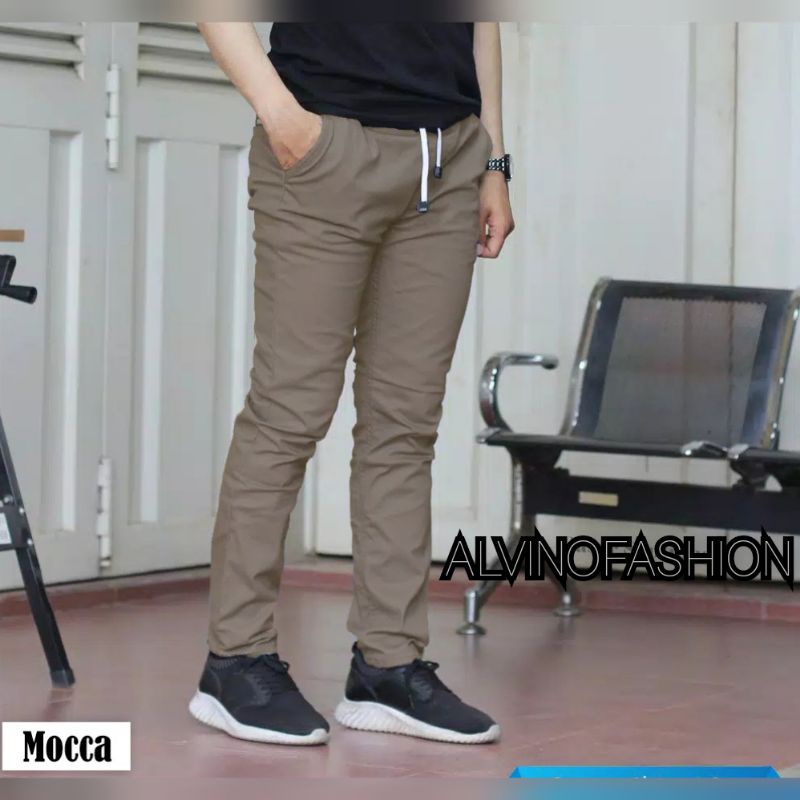 Celana Panjang Reguler Chino/Cino/Chinos Pria/Cowok Standar - Krem(Cream)/Abu(Grey)/Moca(Moca)