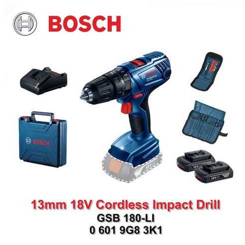 ASLI!! ORI Mesin Bor Tembok Baterai / Cordless Impact Drill GSB 180 LI 18V BOSCH