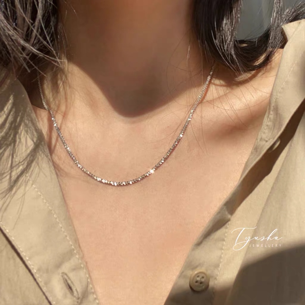 AY(CN) Kalung Choker Model Twist Warna Silver Gaya Korea Untuk Wanita