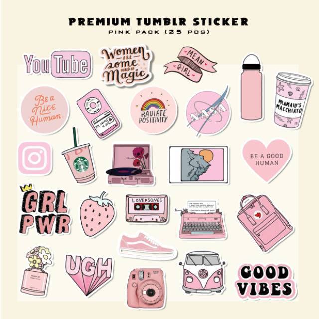 tumblr sticker aesthetic pink theme shopee indonesia