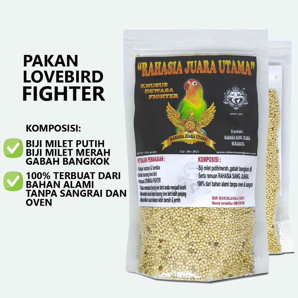 PAKAN LOVEBIRD FIGHTER | PAKAN BURUNG LOVEBIRD LOMBA DAN HARIAN KHUSUS DEWASA FIGHTER TAMBAH DURASI