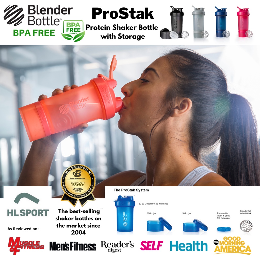 BlenderBottle ProStak System 650 ml with Pill &amp; Protein Storage Blender Bottle