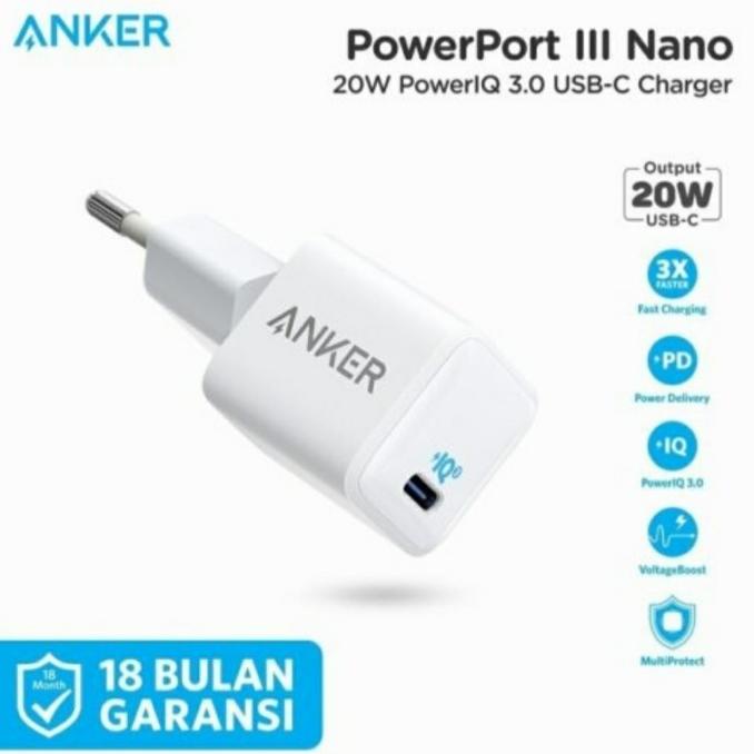 Anker PD Fast Charger 20W PowerPort III Nano PIQ 3.0 iPhone 12 iPad