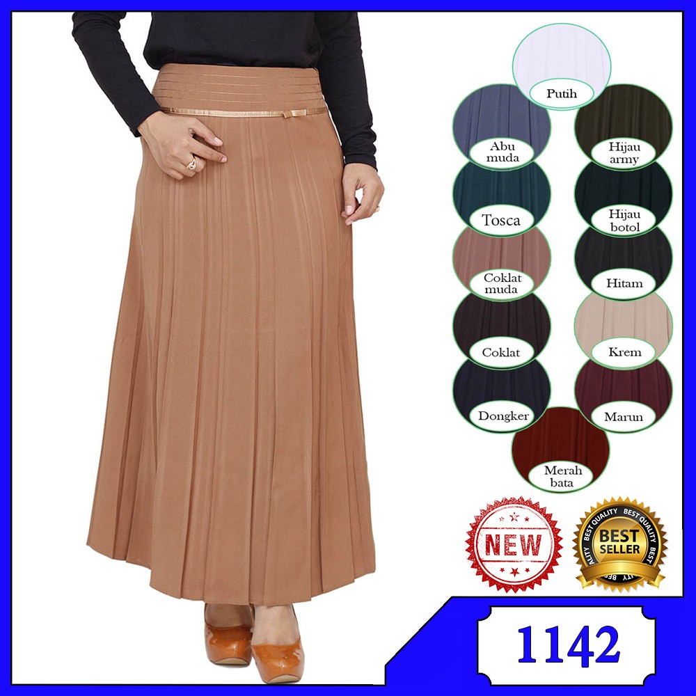 Rok Kerja/Rok Rempel/Rok Plisket/Rok Kerja Panjang Wanita Model Plisket Resleting Pinggang Kiri