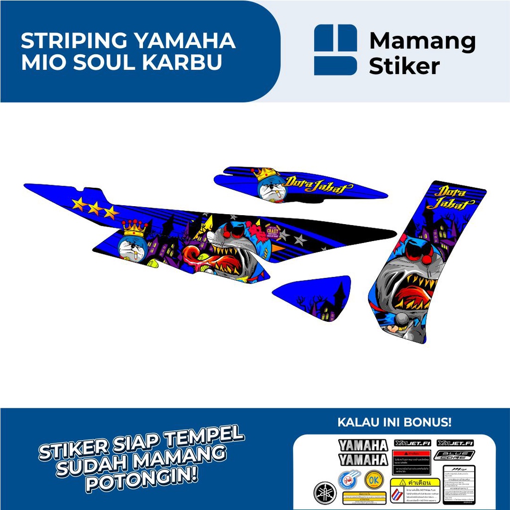 STRIPING YAMAHA MIO SOUL KARBU VARIASI 2 DORAEMON GRAFIS/MIO SOUL KARBU STIKER AKSESORIS ORIGINAL/ST