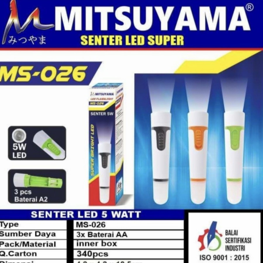 MITSUYAMA MS 026 SENTER LED CAHAYA PUTIH 1W SENTER TANGAN LED 1 WATT