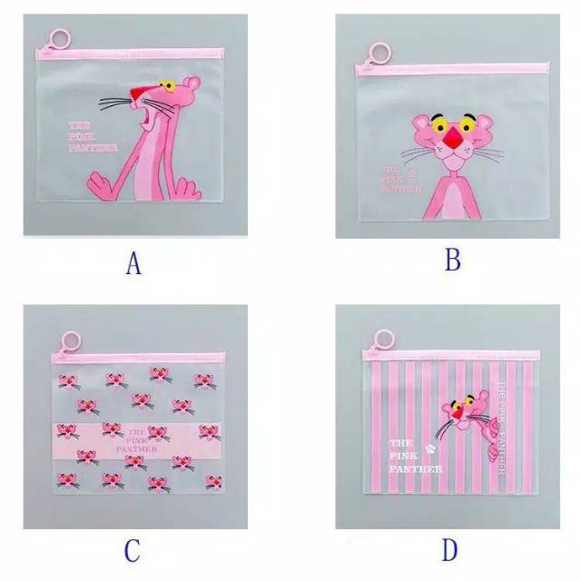 TAS KOSMETIK TRANSPARAN MOTIF UNICORN DAN PINK PANTHER