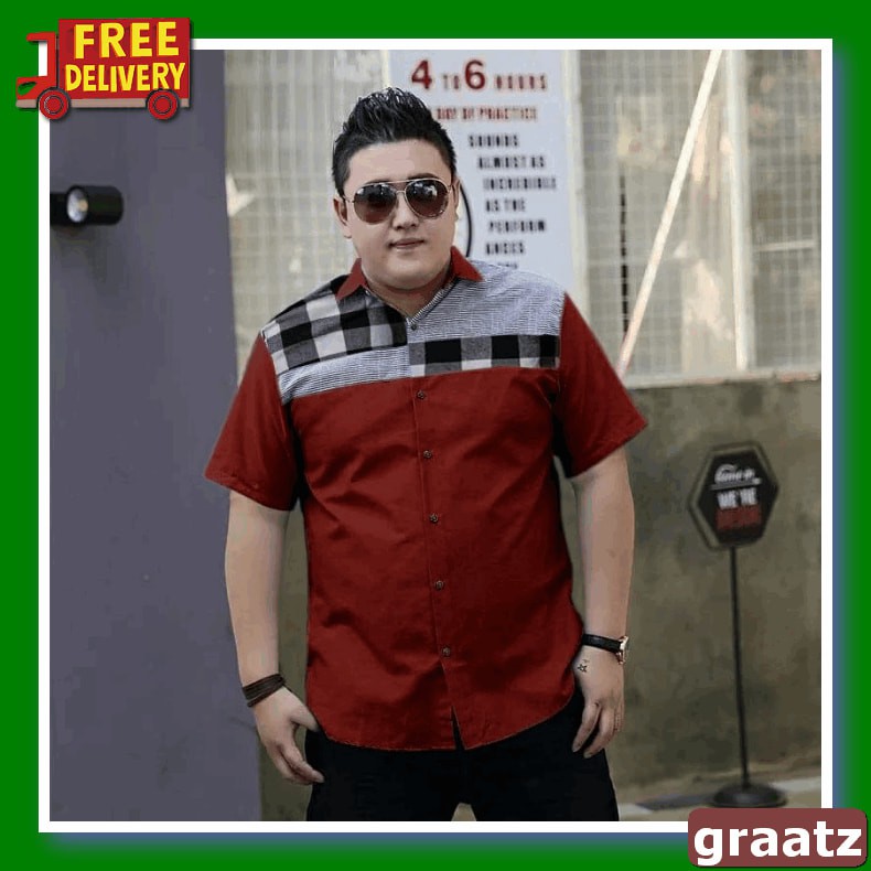 Best Seller !! Kemeja Cowok Lengan Panjang (New Bomber) By Dj Fas HB342 Kemeja Pria Jumbo Tone Com