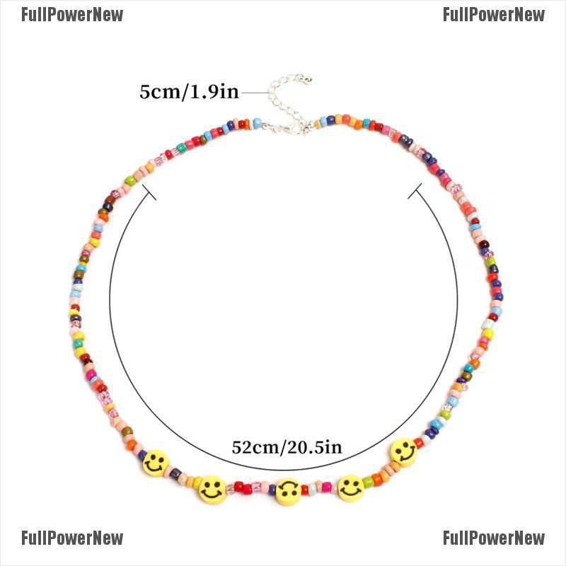 (FULL Jy) Kalung Choker Gaya Bohemia Motif Smiley Face Aksen Manik-Manik Untuk Perhiasan Wanita / Musim Panas