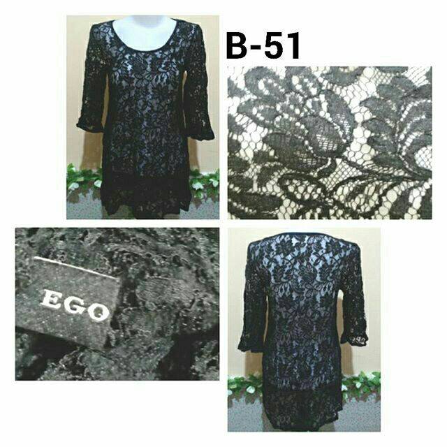 AA062 - Atasan tunik brukat brocade hitam