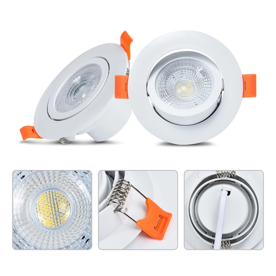 Lampu Downlight COB 5w Spot Sorot LED 5 Watt mata Hologen Lukisan cahaya Putih Kuning 5Watt Almunium