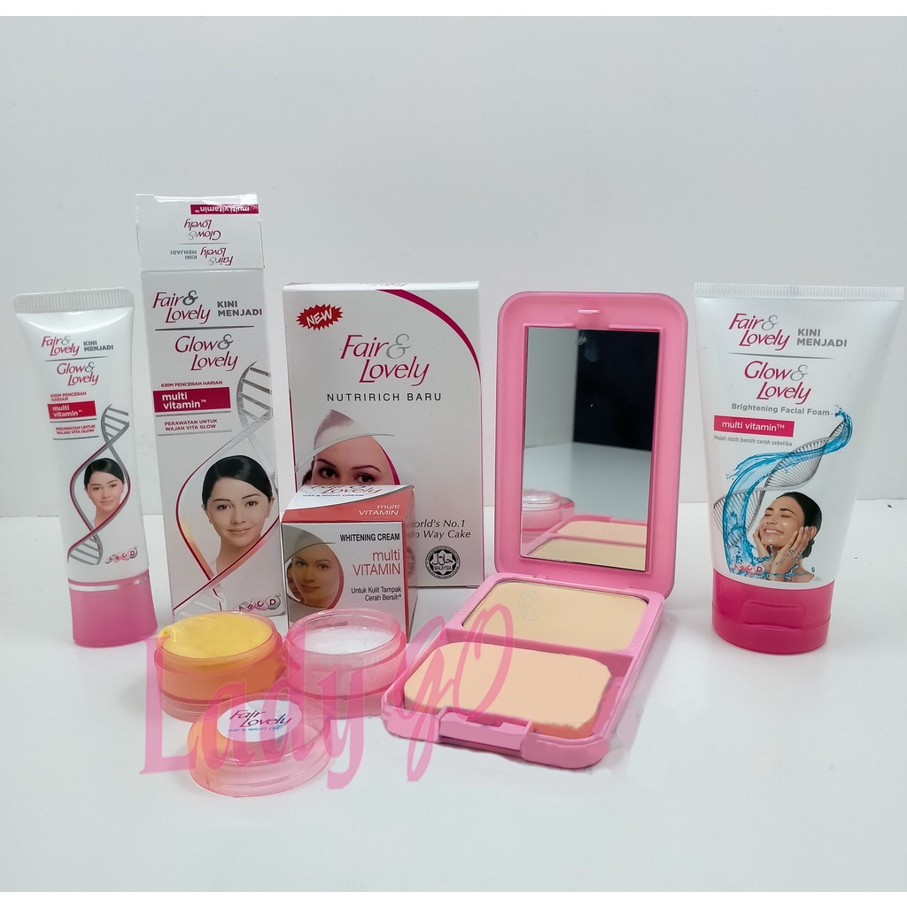 PAKET 4IN1 FAIR &amp; LOVELY PLUS BEDAK FAIR &amp; LOVELY-MASKARA-LIP GLOSS KACA PANJANG LIP CREAM KACA