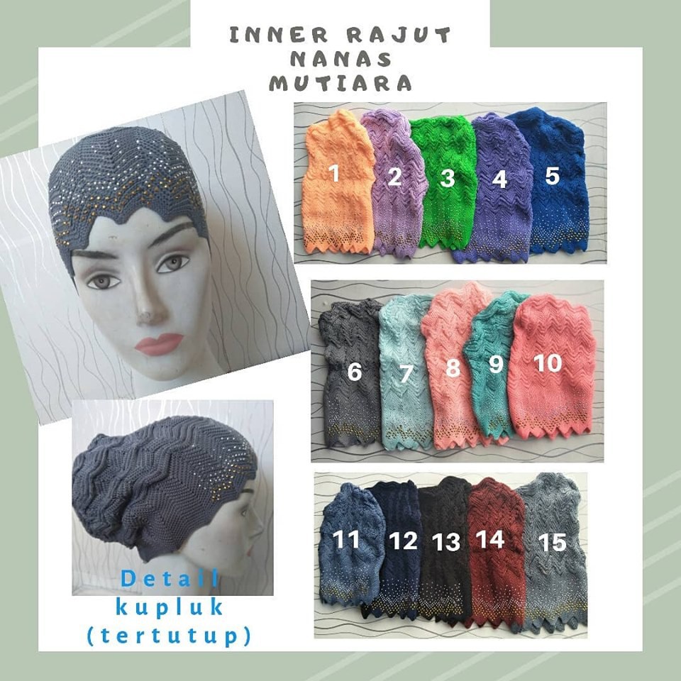 Ciput rajut nanas zigzag/kupluk jilbab