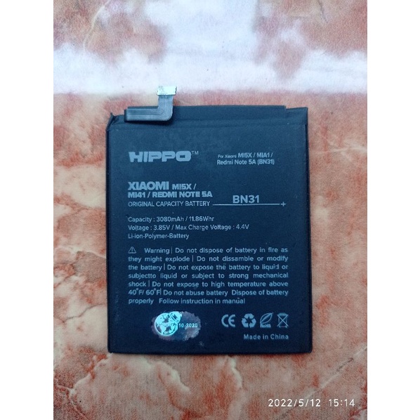 Baterai Hippo Xiaomi Redmi Note 5a/Prime BN31 Original