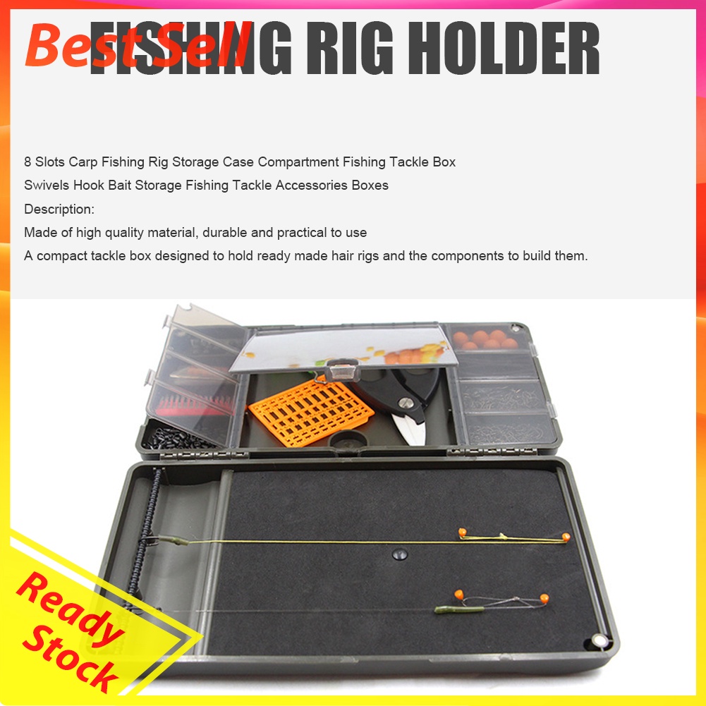 8 Slots Carp Fishing Rig Storage Case Tackle Swivels Hook Bait Storage Box