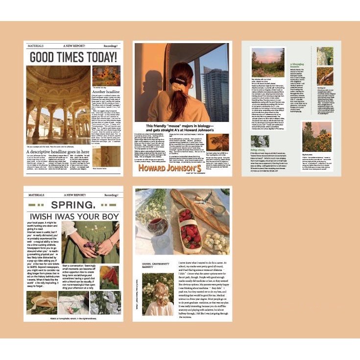 50 lembar Kertas Motif Newspaper Aesthetic Dessert Koran Vintage Paper Colorfull Scrapbook- km28-Good times