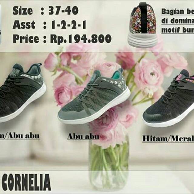 Sepatu Sneakers Tali Woman Ardiles WRG-cornelia Motif Bunga Murah Dan Terbaru