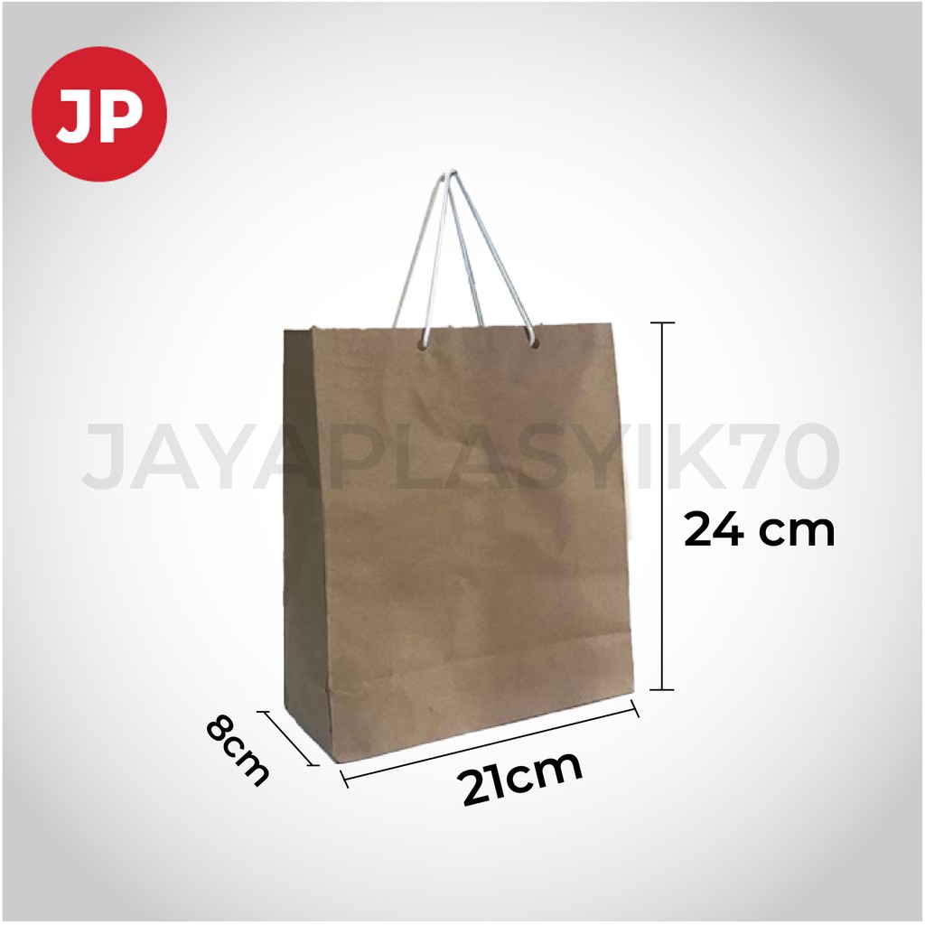 PAPER BAG COKLAT / Tas kertas Buah / Polos / Buku / Uk 29/21 x24cm , Harga perpack isi 12 pcs