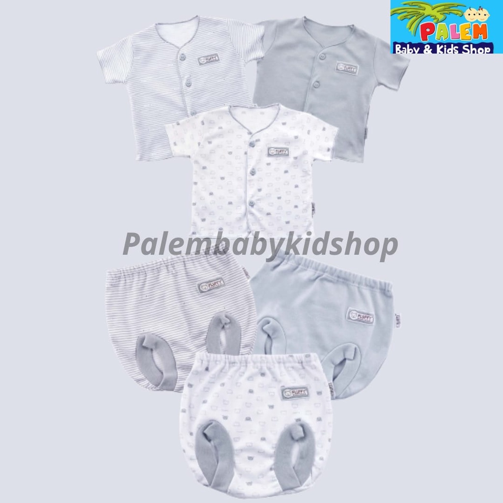 FLUFFY Setelan Baju Pendek &amp; Celana Pop Newborn 3pcs