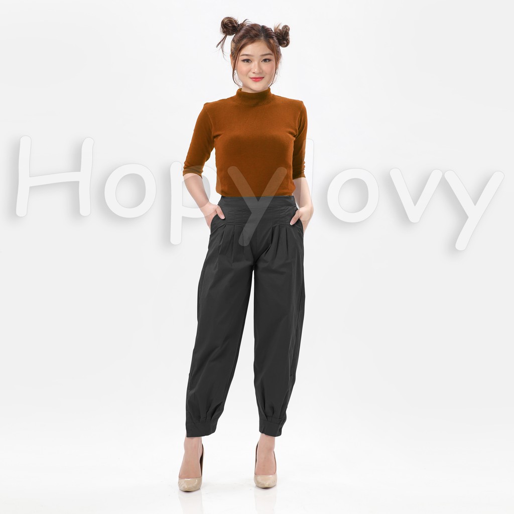 HOPYLOVY Blouse Rajut Turtleneck Wanita Lengan 3 per 4 Rafika