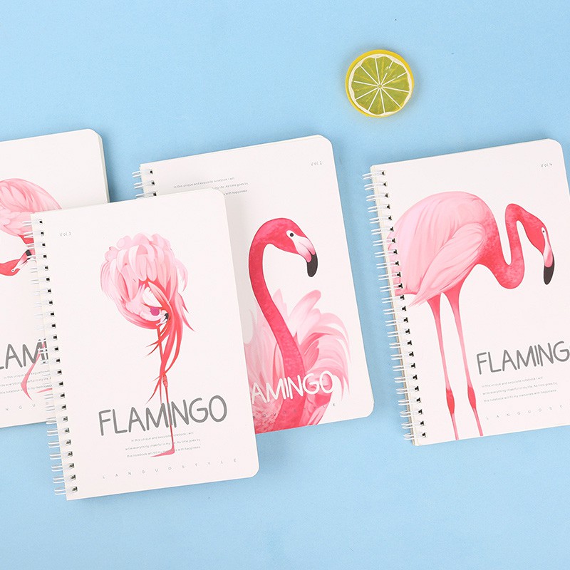 Buku Catatan Spiral Garis  Pink Flamingo Spiral Ruled 