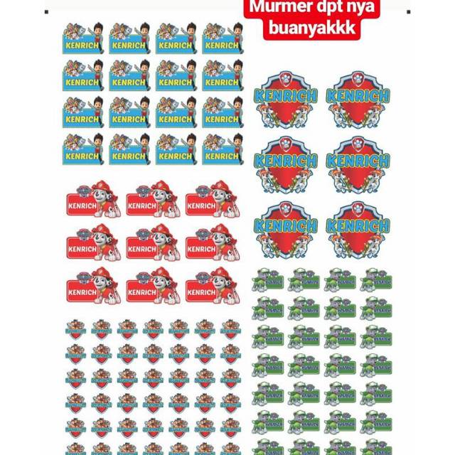 

Sticker nama waterproof (paw patrol)