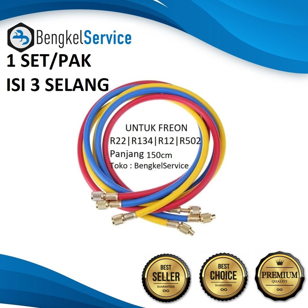 Selang Manifold Panjang 150cm R22, R134a, R12, R502 | Selang Manifol Manipol R22, R134a, R12, R502