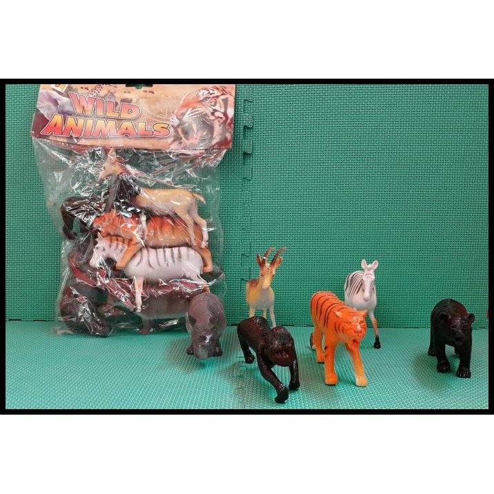 Hot Set Miniatur Wild Animals Big Mainan Hewan Binatang Karet Isi 6 Pcs