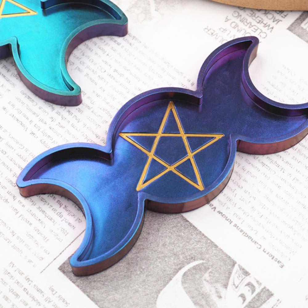 Lanfy Cetakan Silikon Buatan Tangan Kristal Matahari Fase Bulan Kotak Moon Silicone Pentagram Ornaments