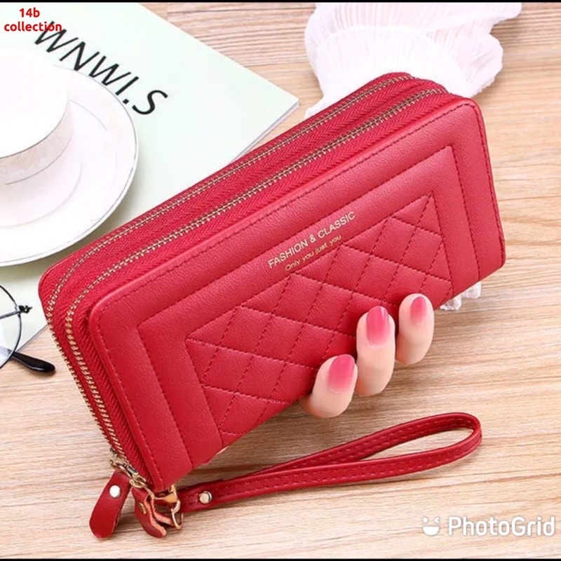 Dompet Panjang wanita double zipper dompet besar dompet HP pouch hp besar Dompet Large Forever Young Fashion and classic