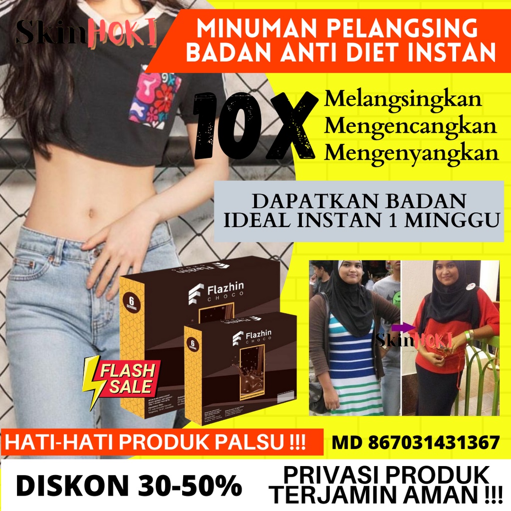 MINUMAN DIET PELANGSING TUBUH PENURUN KOLESTROL FLAZHIN CHOCO COLLAGEN PEMUTIH DAN PENCERAH KULIT ORIGINAL BPOM