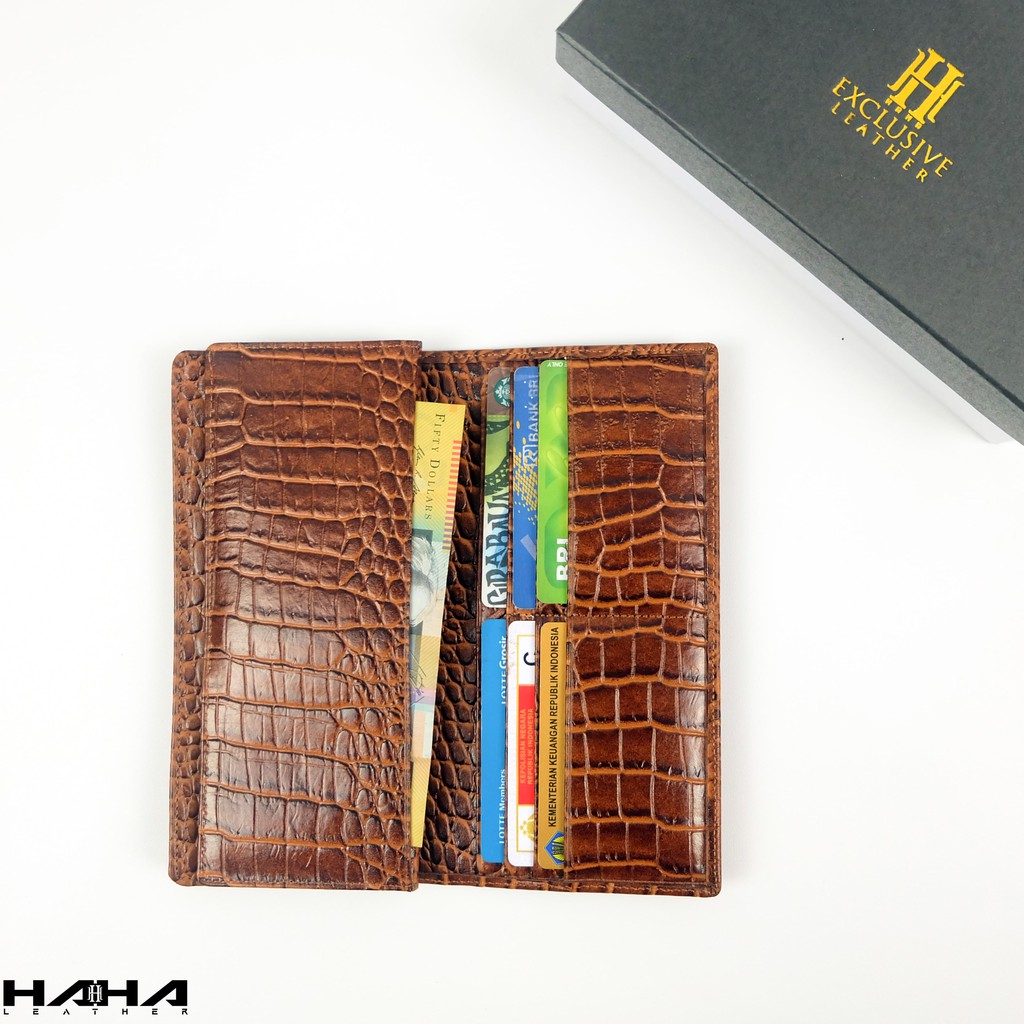 PIERO Dompet kulit sapi motif Buaya Cewek Cowok Wanita Pria Perempuan Laki - Originale Leather Wallet