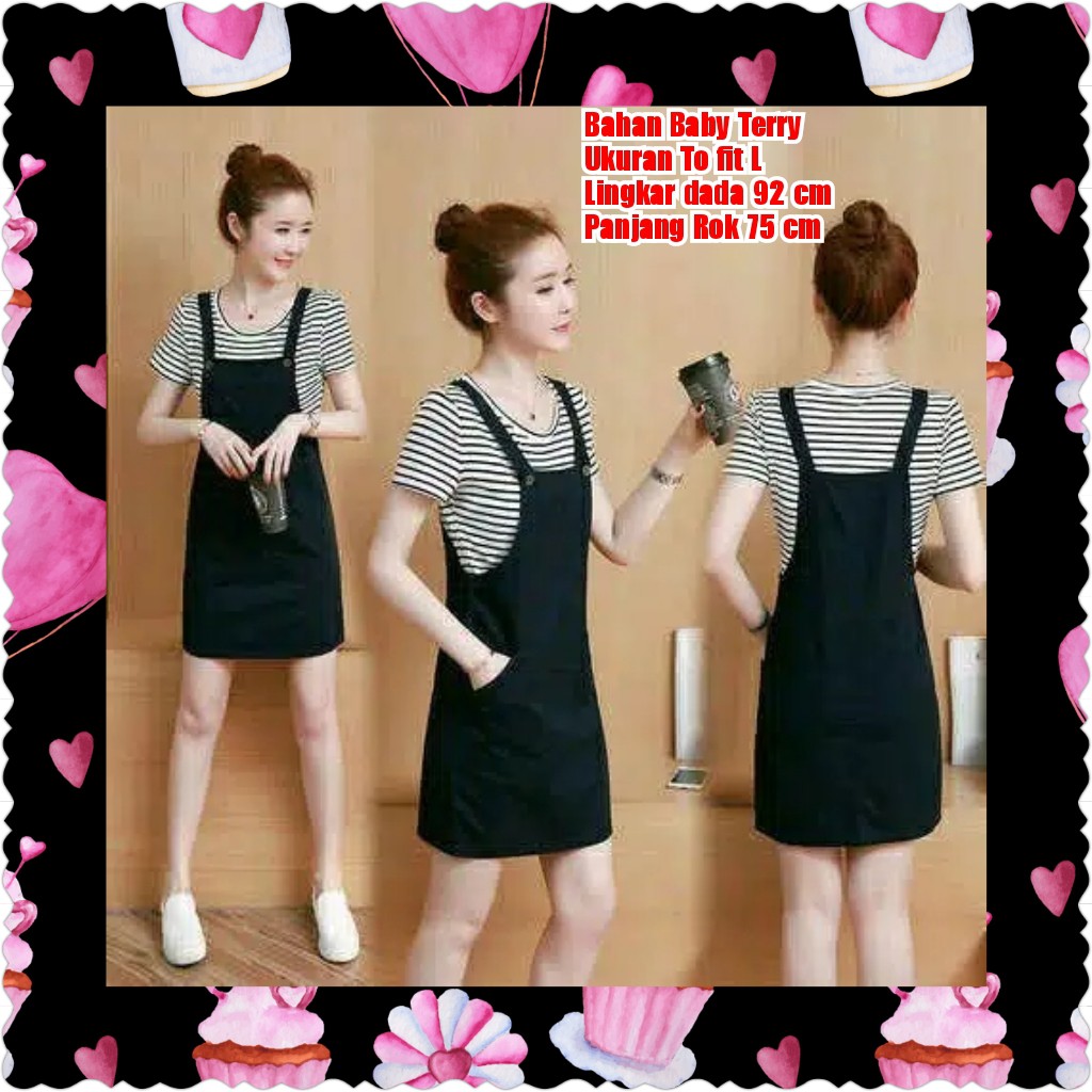 QFS SETELAN OVERALL MONICA / HITAM / MERAH / FIT TO L