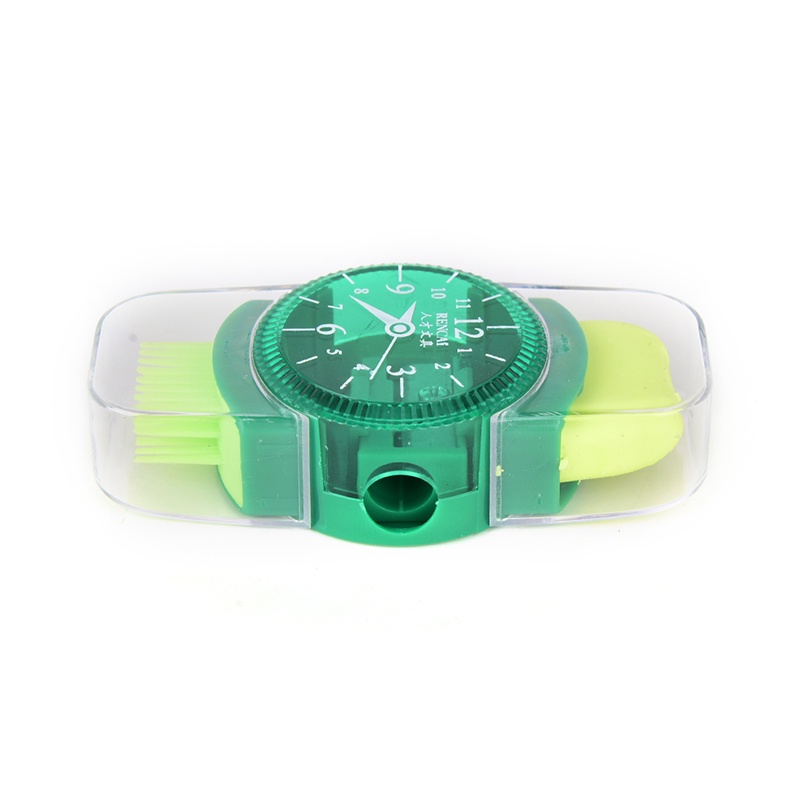 {LUCKID}Watches Sliced Pencil Sharpener With Erasers Brush for Office School Supplie