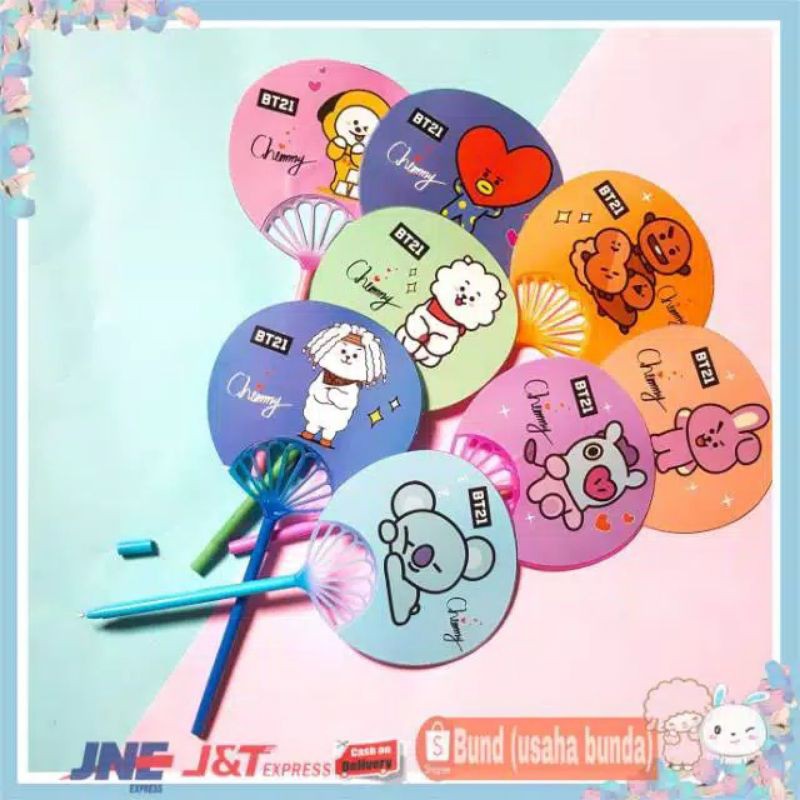 

PULPEN BT21 PEN GEL BENTUK KIPAS PENA GEL KARAKTER BTs