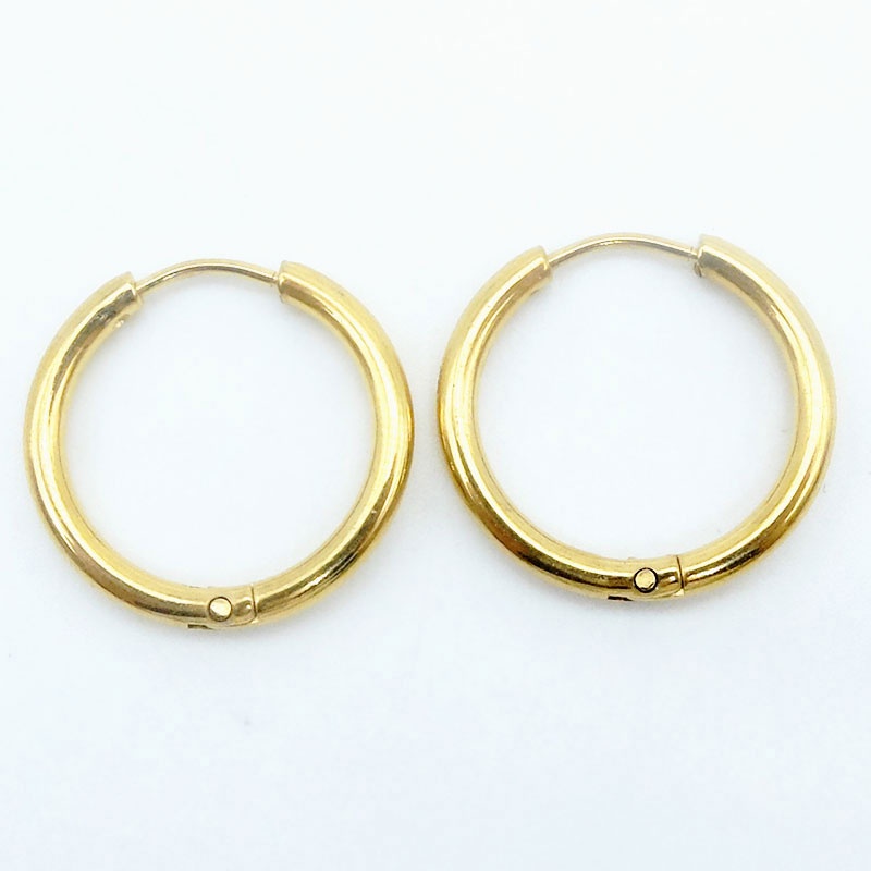 1 Pair Dasar Anting Hoop Kecil Sederhana Tabung berlapis Emas Anting Lingkaran Stud