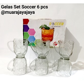 Gelas Set Soccer @ 6 pcs I Gelas Es Teh I Gelas Es Sirup