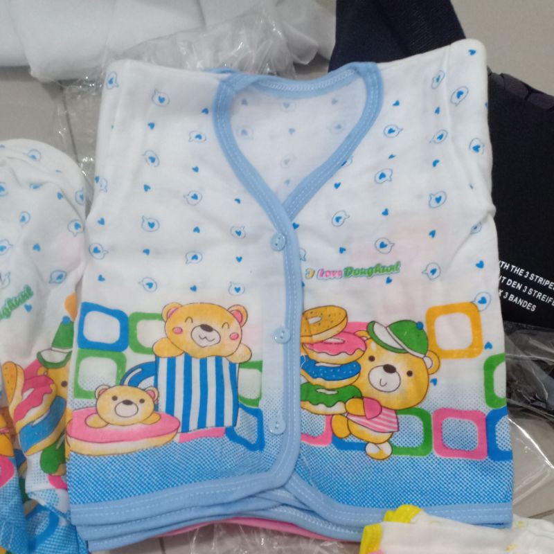 Setelan Pendek Bayi Newborn Baju pendek + celana Pendek Motif sablon Bahan TC Katun