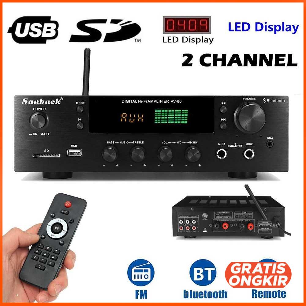 Audio Amplifier Bluetooth EQ Karaoke FM Radio 2000W - AV-80