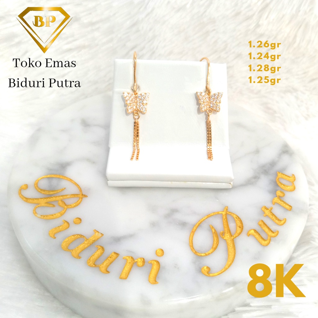 ANTING ELEGANT VARIASI MATA PERHIASAN EMAS ASLI KADAR 8K/375 toko emas biduri putra