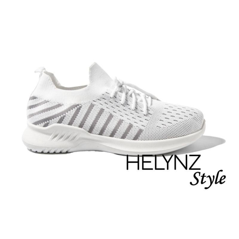 SFOS - Sepatu Wanita Sneakers Import Shoes Flyknit AntiSlip Soft Canvas RKEMO2746 (1KG MUAT 2PASANG)-WHITE
