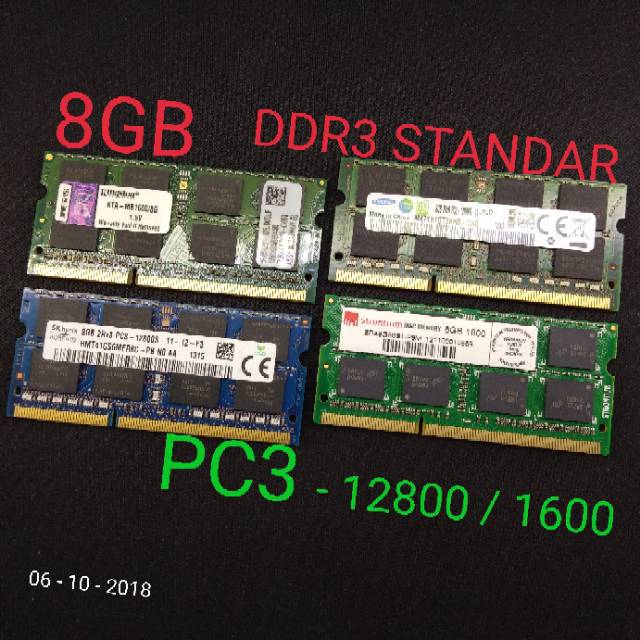 Ram LAPTOP DDR3 8GB STANDAR VOLTAGE 1 5V BEKAS SEKEN 