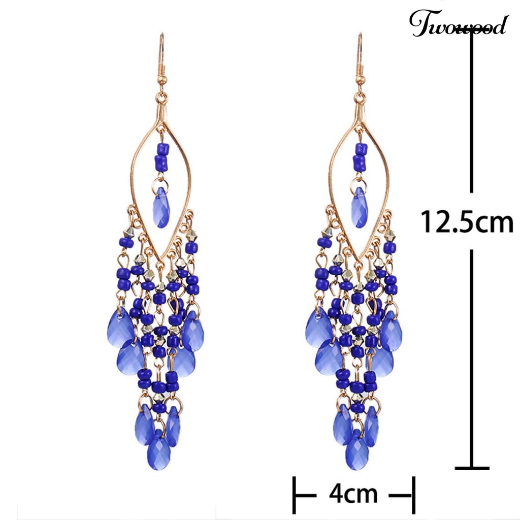 1 Pasang Anting Tassel Hollow Bahan Alloy Gaya Etnik Untuk Wanita