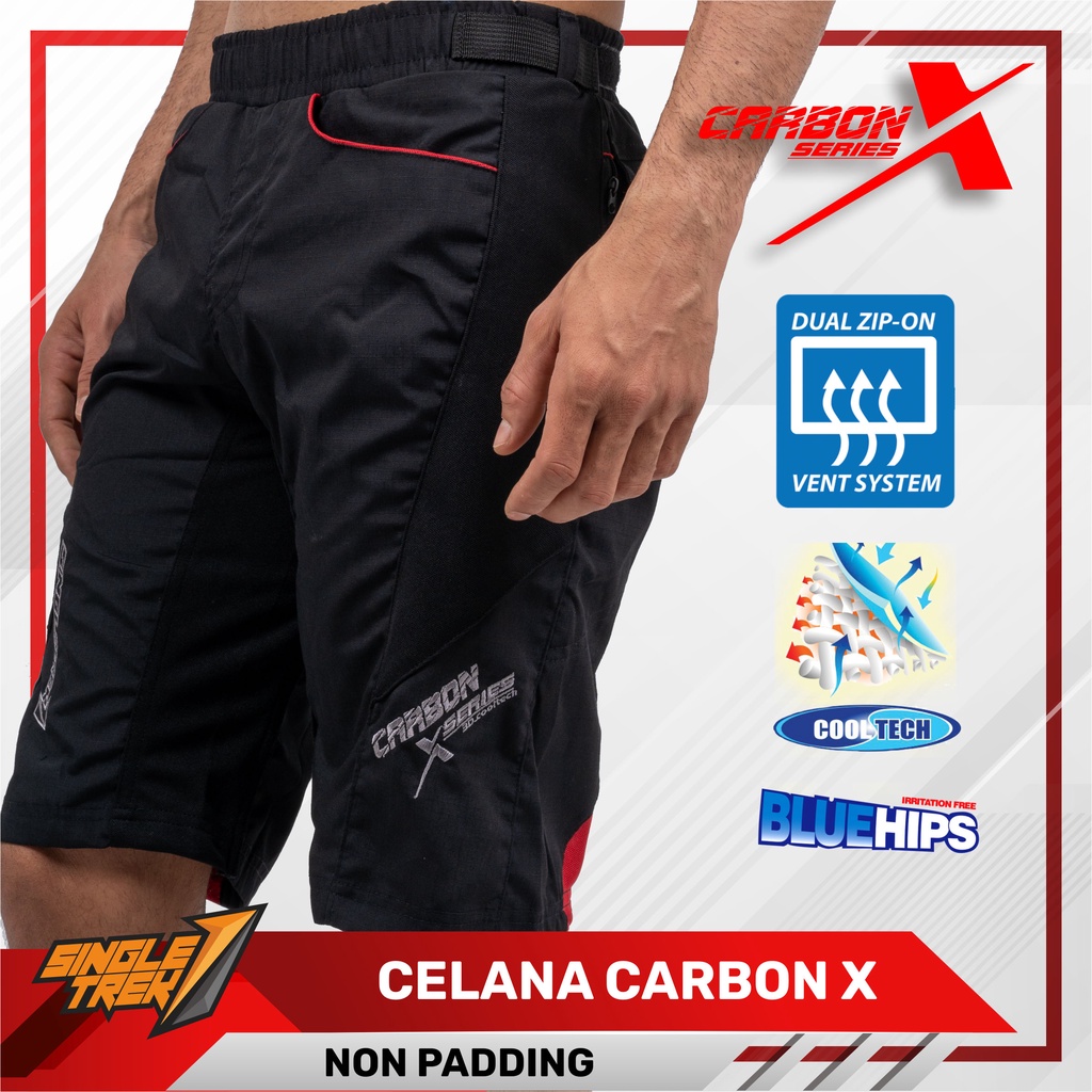 Celana Sepeda Singletrek1 CarbonX Series BlueHips Non Pad CSC Hitam