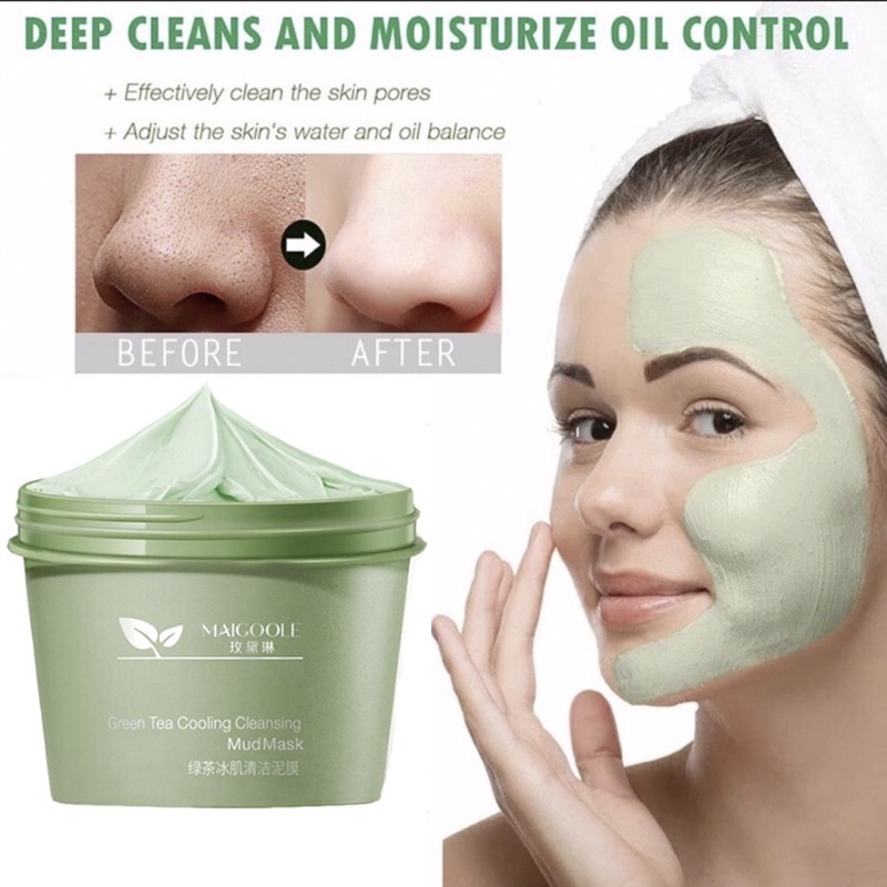 Maigoole Green Tea Clay Mask Masker Wajah Green Tea Pore Clean Clay Mask